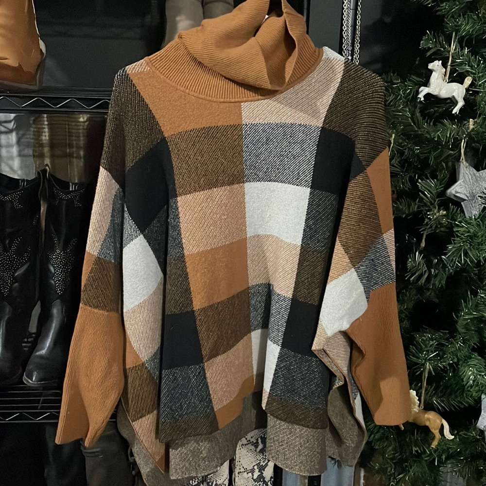Turtleneck Plaid PulloverSweater